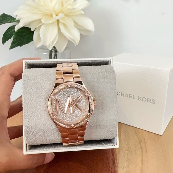 Michael Kors Lennox Three-Hand Rose Gold-Tone Stainless Steel Watch - Picture 1 of 9